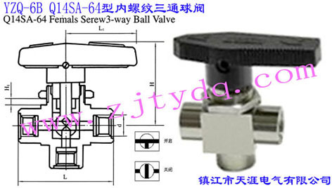 YZQ-6B Q14SA-64̓ݼyͨyYZQ-6B Q14SA-64 Female Screw Three-way Ball Valve
